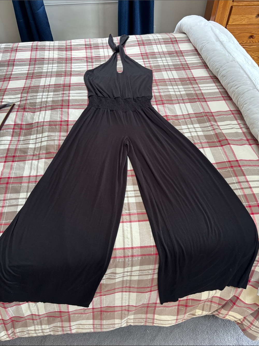 bebe Black Halter Wide-Leg cotton  Jumpsuit